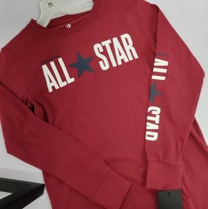 🆕Converse | Boys All Star Burgundy Long Sleeve Shirt Boys Size Medium 10-12 yrs